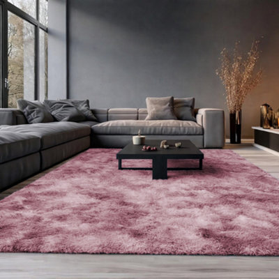 Aspire Homeware Non-Slip Tie Dye Pink Shaggy Rug Soft Fluffy, Living Area And Dining Room Rug, (L)290Cm X (W)200Cm - image 1