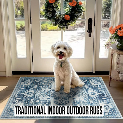 Ameha Non Slip Cashmere Door Rug Floor Mats , Stylish, And Pet-Friendly Indoor/outdoor Mat (Tranquil, 60X110 Cm) - image 1