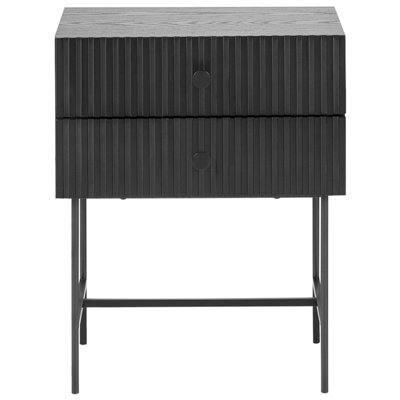 Wyld And Coco Novahome 2 Drawer Bedside Table Black Mdf Nightstand - Compact Wall-Mount Safe Design - image 1