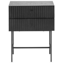 Wyld And Coco Novahome 2 Drawer Bedside Table Black Mdf Nightstand - Compact Wall-Mount Safe Design - thumbnail 1