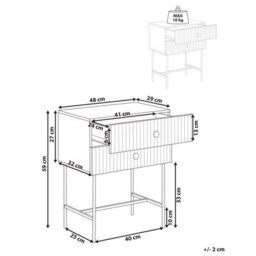 Wyld And Coco Novahome 2 Drawer Bedside Table Black Mdf Nightstand - Compact Wall-Mount Safe Design - thumbnail 4