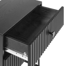 Wyld And Coco Novahome 2 Drawer Bedside Table Black Mdf Nightstand - Compact Wall-Mount Safe Design - thumbnail 7