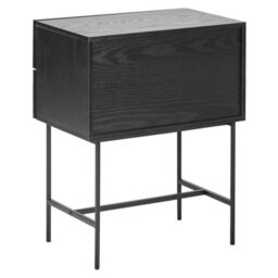 Wyld And Coco Novahome 2 Drawer Bedside Table Black Mdf Nightstand - Compact Wall-Mount Safe Design - thumbnail 6