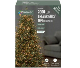 Premier Decorations Limited 2000 Led Treebrights Vintage Gold Multi-Action 50M Lit Length Green Cable - thumbnail 2