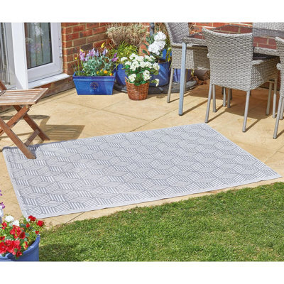 Alfresco Mat - Water Resistant Indoor Outdoor Geometric Pattern Rug For Patio, Decking, Balcony, Kitchen - 180 X 120Cm, Grey - image 1