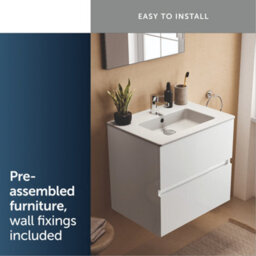 Ideal Standard Eurovit+ 600mm Wall Mounted Vanity Unit With 2 Drawers In Gloss White - thumbnail 7