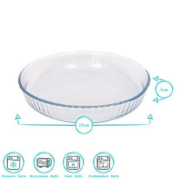 Argon Tableware Round Glass Oven Dishes - 26 X 26Cm - 2X Optical Baking Casserole Lasagne Roasting Roaster Cooking Tray Bowl - thumbnail 6