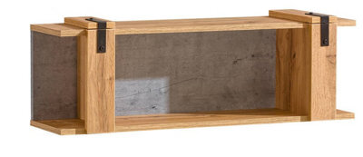 Arte Sleek Urban Wall Shelf - Lofter, Oak Wotan & Concrete, H296mm W1000mm D237mm - image 1