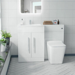 Nes Home White 1100 mm Lh L-Shape Basin Vanity Unit Wc Btw Rimless Toilet - thumbnail 2