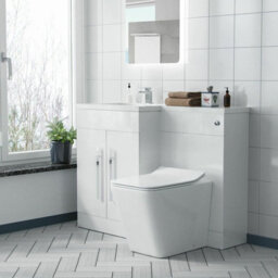 Nes Home White 1100 mm Lh L-Shape Basin Vanity Unit Wc Btw Rimless Toilet - thumbnail 1
