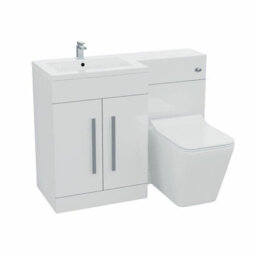Nes Home White 1100 mm Lh L-Shape Basin Vanity Unit Wc Btw Rimless Toilet - thumbnail 6