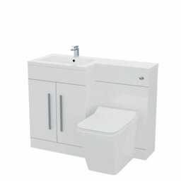 Nes Home White 1100 mm Lh L-Shape Basin Vanity Unit Wc Btw Rimless Toilet - thumbnail 7