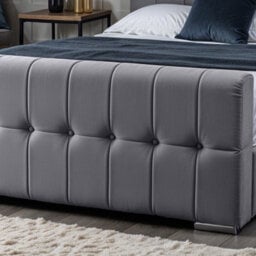 UKBEDFURNITURE Orlando Grey Plush Valvet Upholstered Bed Frame Only- Blackboard - 48 Inch Headboard - thumbnail 3