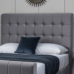 UKBEDFURNITURE Orlando Grey Plush Valvet Upholstered Bed Frame Only- Blackboard - 48 Inch Headboard - thumbnail 2