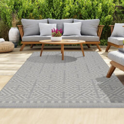 Homeart Outdoor Rugs Easy Cleaning Area Rugs For Balcony,garden,picnic,uv Weather Resistant  Grey Cream, 120 X 170 Cm