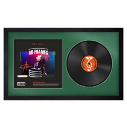 "30X17"" Black Modern Vinyl Record Frame With Emerald Mount For 12 Inch Lp Album Cover & Disc - Ak Frames"