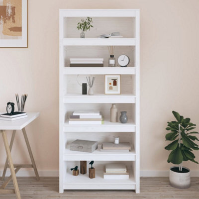 Vidaxl Book Cabinet White 80X35X183 Cm Solid Wood Pine Book Cabinets - image 1