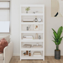 Vidaxl Book Cabinet White 80X35X183 Cm Solid Wood Pine Book Cabinets - thumbnail 3