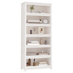 Vidaxl Book Cabinet White 80X35X183 Cm Solid Wood Pine Book Cabinets - thumbnail 4