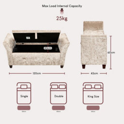 Lassic Vida Designs Seville Storage Ottoman Crushed Velvet Champagne Storage Ukfr Bench Chest Bedroom Living Room  - thumbnail 4