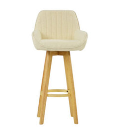 Lakeland Furniture Karlstad Natural Cream Boucle Wooden Leg Base Bar Stool