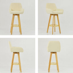 Lakeland Furniture Karlstad Natural Cream Boucle Wooden Leg Base Bar Stool - thumbnail 2