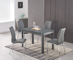 Furnizone UK Milano 4-Seater Grey Glass Dining Table And 4 Modalux Grey Faux Leather Chairs - thumbnail 1