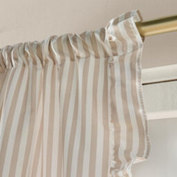 Ohs Stripe Frill Voile Net Curtain Pair Window Panels Slot Top Set - Natural - thumbnail 5