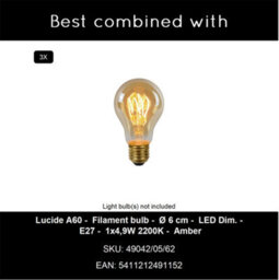 Lucide Maya - Pendant Light - 46 Cm - 3Xe27 - Black - thumbnail 7