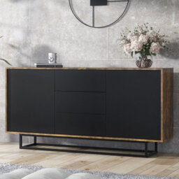 Creative Furniture Vista Loft Sideboard 140Cm - Rustic & Black Doors - thumbnail 5
