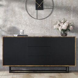 Creative Furniture Vista Loft Sideboard 140Cm - Rustic & Black Doors - thumbnail 1
