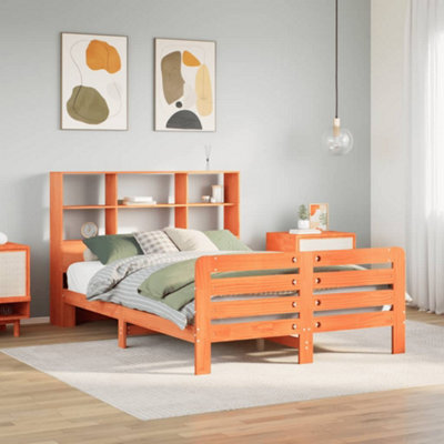 Berkfield Bed Frame Without Mattress Wax Brown 150X200 Cm King Size Solid Wood Pine - image 1