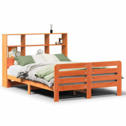 Berkfield Bed Frame Without Mattress Wax Brown 150X200 Cm King Size Solid Wood Pine - thumbnail 2