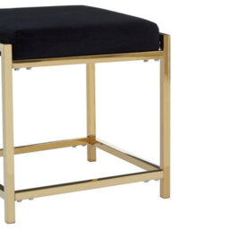 Orsina Allure Black Velvet And Gold Finish Stool - thumbnail 4