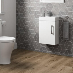 Affine Modern Bathroom Basin Sink Wall Hung Vanity Unit 1 Tap Hole 400mm Gloss White - thumbnail 2