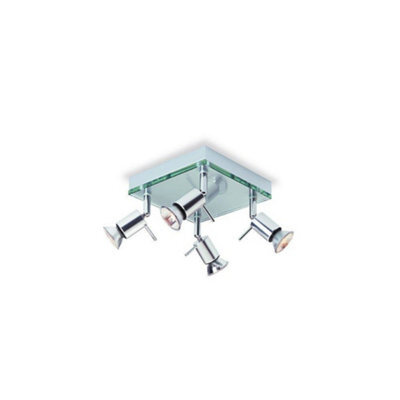 Luminosa Lighting Luminosa Aqua 4 Light Square Flush Light Aluminium, Clear Glass, Gu10