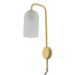 First Choice Lighting Set Of 2 Victoria - Satin Brass Plug In Wall Lights Frost Glass Shades - thumbnail 2