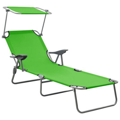 Berkfield Sun Lounger With Canopy Steel Green - image 1