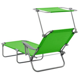 Berkfield Sun Lounger With Canopy Steel Green - thumbnail 4