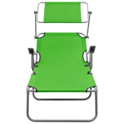 Berkfield Sun Lounger With Canopy Steel Green - thumbnail 2
