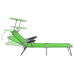 Berkfield Sun Lounger With Canopy Steel Green - thumbnail 3