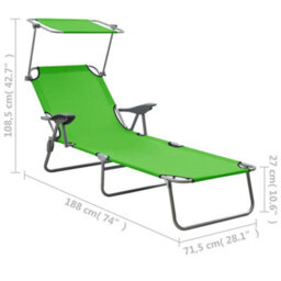 Berkfield Sun Lounger With Canopy Steel Green - thumbnail 8