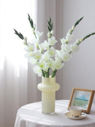 2 Pack Artificial Long - Stemmed Gladiolus Flowers For Home And Wedding And Office Decoration (White) - thumbnail 5