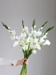 2 Pack Artificial Long - Stemmed Gladiolus Flowers For Home And Wedding And Office Decoration (White) - thumbnail 3