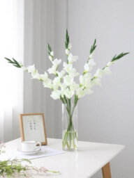 2 Pack Artificial Long - Stemmed Gladiolus Flowers For Home And Wedding And Office Decoration (White) - thumbnail 6