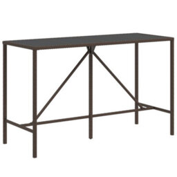 Berkfield Bar Table With Glass Top Brown 180X70X110 Cm Poly Rattan - thumbnail 2