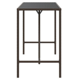 Berkfield Bar Table With Glass Top Brown 180X70X110 Cm Poly Rattan - thumbnail 4