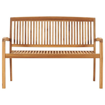 Berkfield Classic 2-Seater Stacking Garden Bench 128.5 Cm Solid Teak Wood - image 1