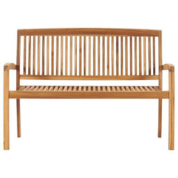 Berkfield Classic 2-Seater Stacking Garden Bench 128.5 Cm Solid Teak Wood - thumbnail 1