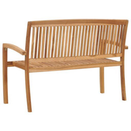 Berkfield Classic 2-Seater Stacking Garden Bench 128.5 Cm Solid Teak Wood - thumbnail 4
